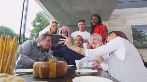 Adult group pose together for photograph — Stock Video