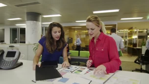 Mulheres de negócios que trabalham juntas em projetos — Vídeo de Stock