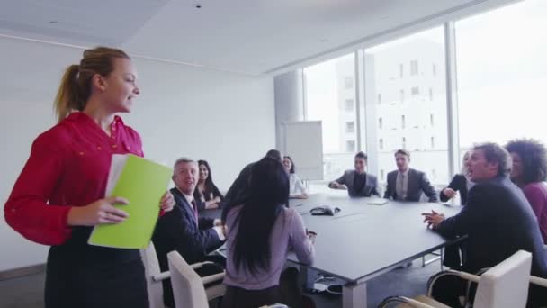 Corporate business team in boardroom meeting — Stock Video