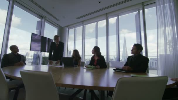Corporate business team in boardroom meeting — Stock Video