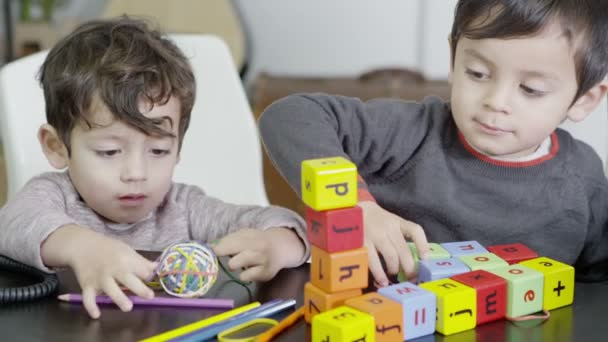 Building blocks and little hands — Stock Video