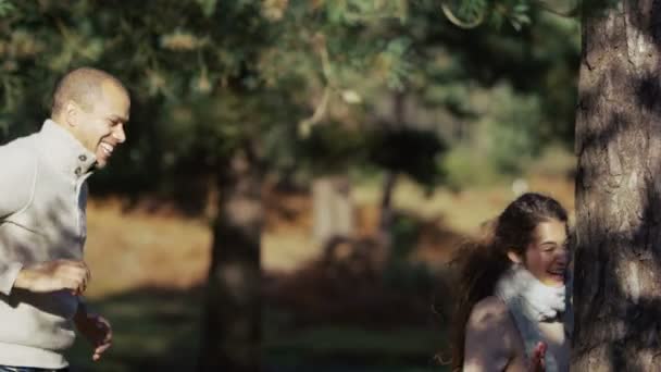 Couple s'amuser dans les bois 