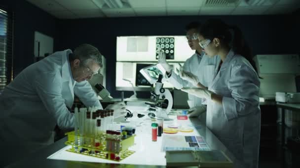 Researchers working in laboratory facility — Stock Video