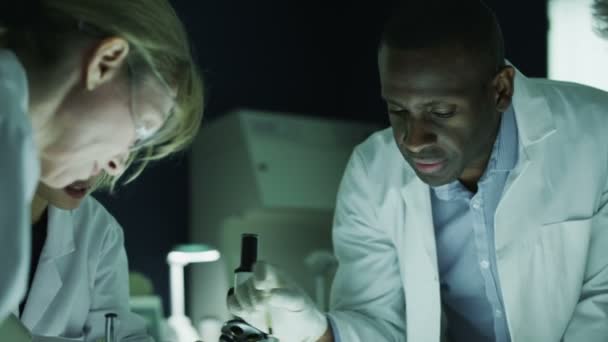 Équipe de recherche médicale travaillant en laboratoire — Video