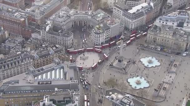 Aerial view of the famous Trafalgar Square in London