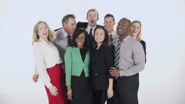 Happy business people are standing together — Stock Video