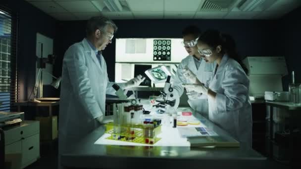 Researchers working in laboratory facility — Stock Video