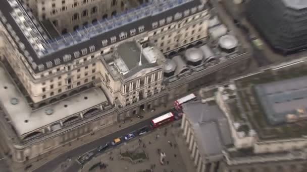 Aerial view above the Bank of England, London, UK — Stock Video