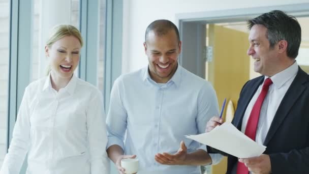 Empresários e empresárias conversam juntos — Vídeo de Stock