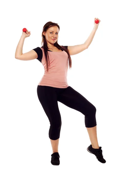 Porträtt av kvinna gör fitness — Stockfoto