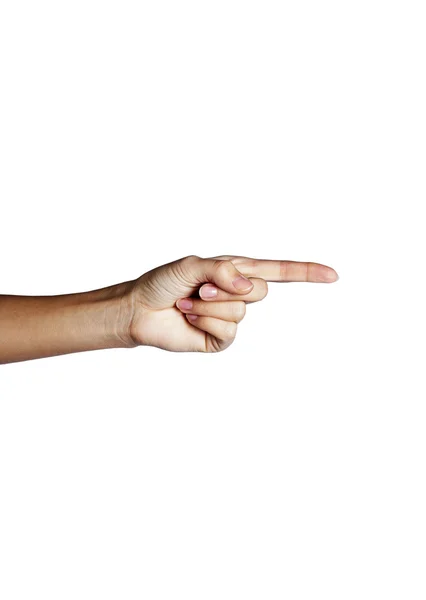 Hand pekar, röra, att välja eller att trycka på — Stockfoto