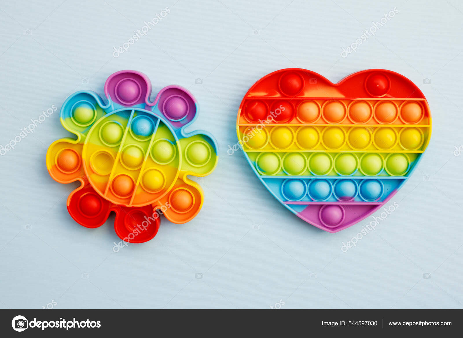 Top View Colorful Stress Sensory Toys Pop Rainbow Heart Flower