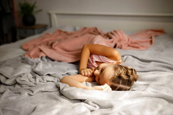 Cute Girl Sleeping Home Day Time —  Fotos de Stock