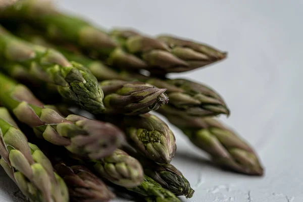 Close Beautifully Arranged Tips Fresh Green Asparagus Frame — Foto de Stock