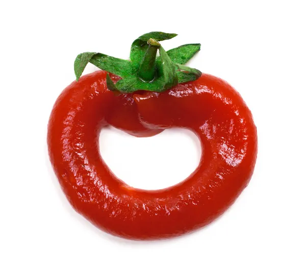 Keczup i pomidor obrazu na białym tle — Zdjęcie stockowe
