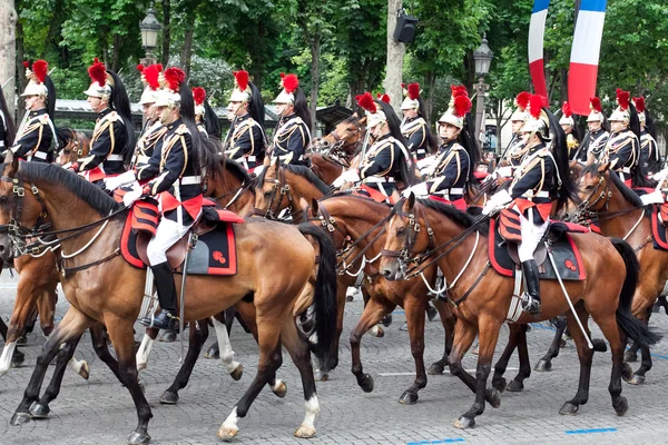 PARIS - JULY 14: Cavalry at a military parade in the Republic Da — Stock Photo, Image