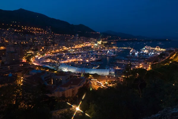 Puerto de Montecarlo, Mónaco. escena nocturna — Foto de Stock