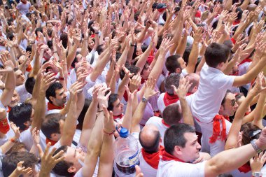Pamplona, İspanya-6 Temmuz: mun önündeki meydanda