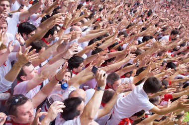 Pamplona, İspanya-6 Temmuz: mun önündeki meydanda