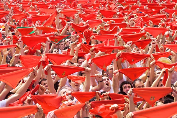 PAMPLONA, ESPANHA-JULHO 6: abertura de boas-vindas de San Fermin fe — Fotografia de Stock