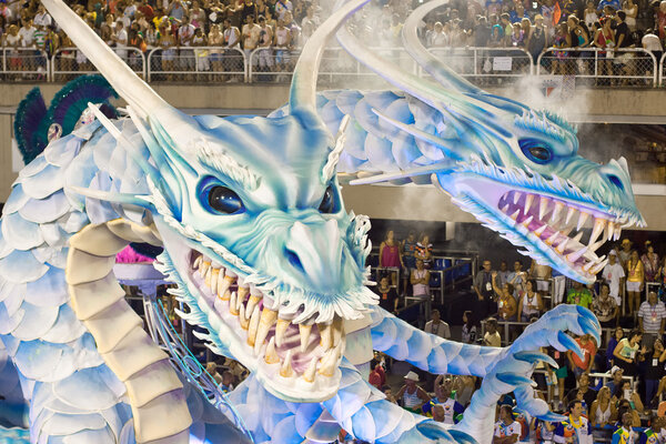 RIO DE JANEIRO - FEBRUARY 11: Show with decorations of dragons o