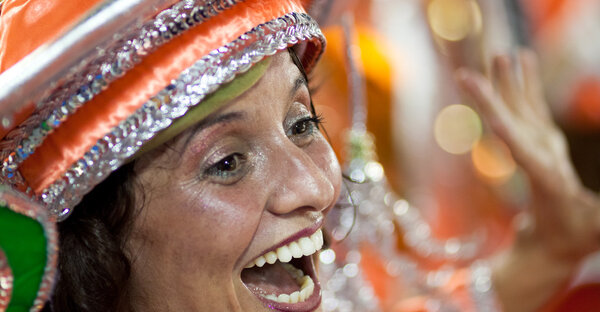 RIO DE JANEIRO - FEBRUARY 10: A woman in costume dancing and sin