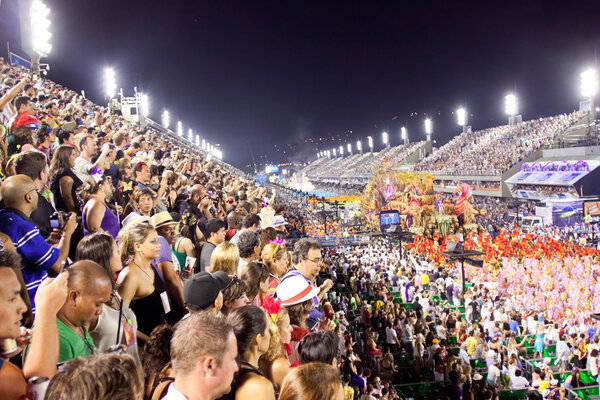 RIO DE JANEIRO - FEBRUARY 11: Spectators welcome participants on
