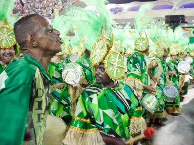Rio De Janeiro - Şubat 10:Dancers Sambodromo karnaval, ben