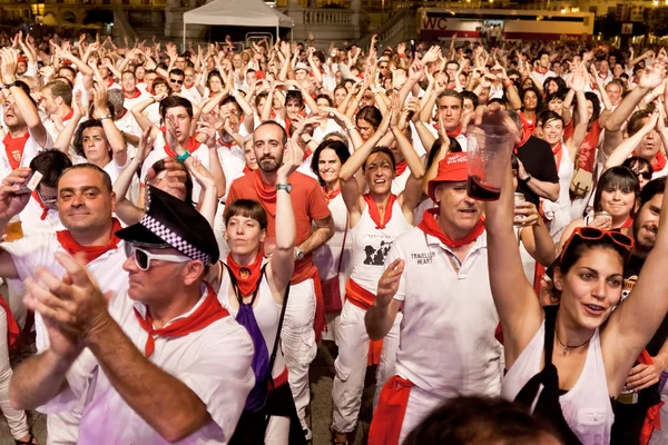 PAMPLONA, ESPANHA - JULHO 9: Pessoas se divertindo em um concerto em squa — Fotografia de Stock