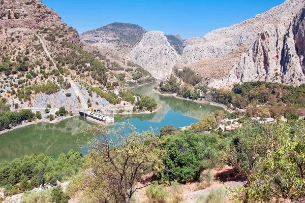 Reservatório Tajo de la Encantada no rio Guadalhorce, Málaga prov — Fotografia de Stock