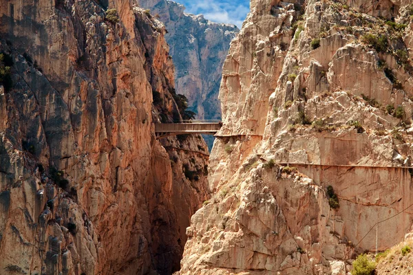 Koninklijke trail (el caminito del rey) in kloof chorro, malaga provin — Stockfoto