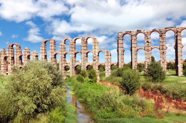 Aqueduct Los Milagros, Merida, Spain clipart