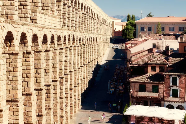 Romeinse aquaduct in segovia stad, Spanje — Stockfoto