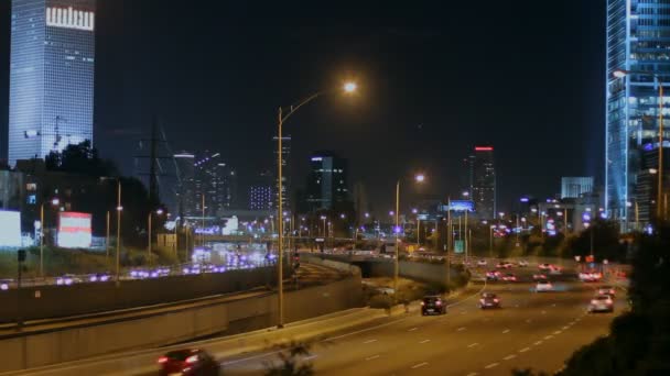 Tel Aviv at night — Stock Video