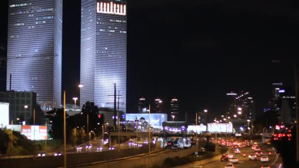 Tel Aviv på natten — Stockvideo
