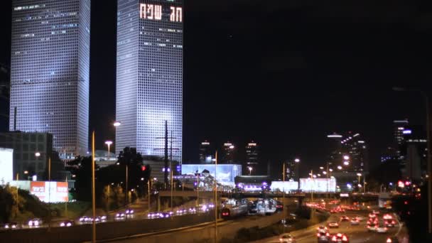 Tel Aviv på natten — Stockvideo