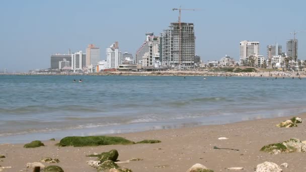Тель-Авивская панорама пляжа — стоковое видео