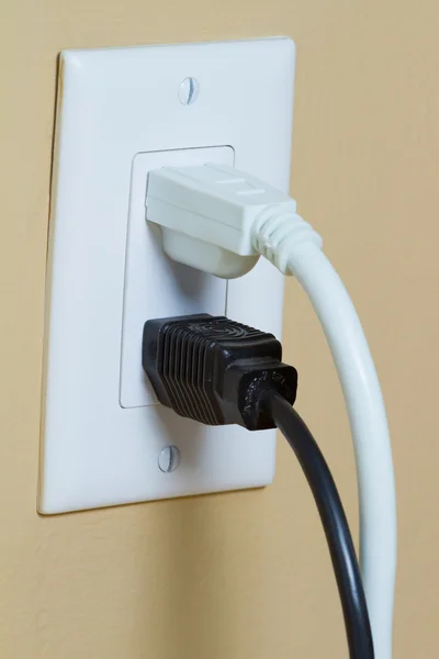 Electrical Outlet with two cable — Stock Photo, Image