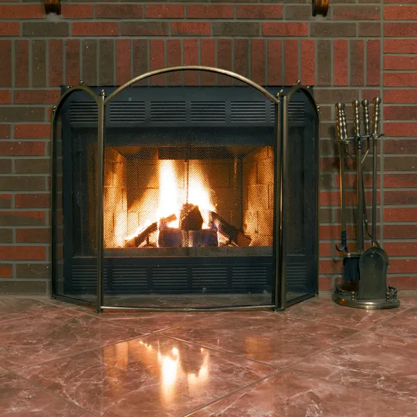 Fireplace in a new house — Stock Photo, Image