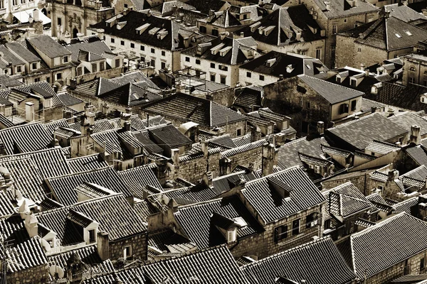 Rooftops of Dubrovnik old town, Black and White — Stock Photo, Image