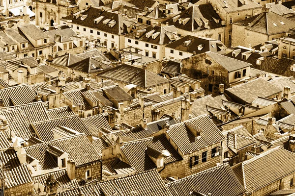 Rooftops of Dubrovnik old town, Sephia — Stock Photo, Image