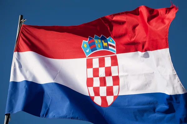 Croatian flag over the blue sky — Stock Photo, Image
