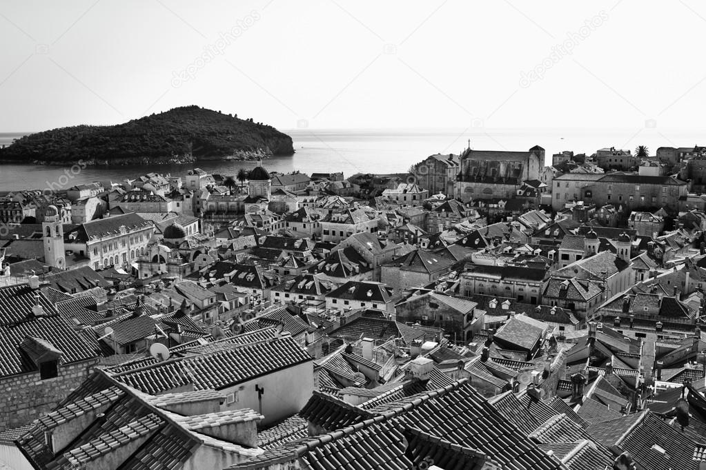 Dubrovnik, Croatia, Europe, Black and White