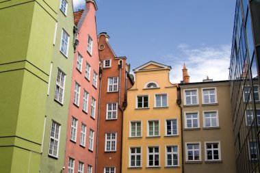 gdansk, Polonya, Avrupa'nın renkli binalar.