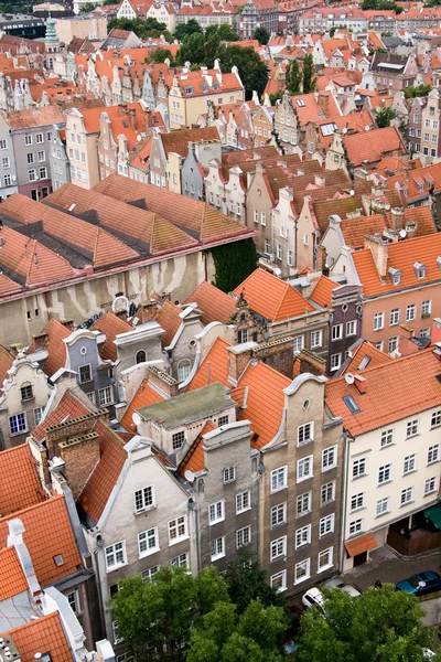 Uitzicht op de stad vanaf een hoogte, gdansk, Polen, Europa. — Stockfoto