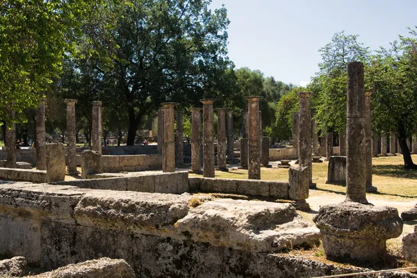 Ancient columns and ruins in Olympia, Greece — Stock Photo, Image