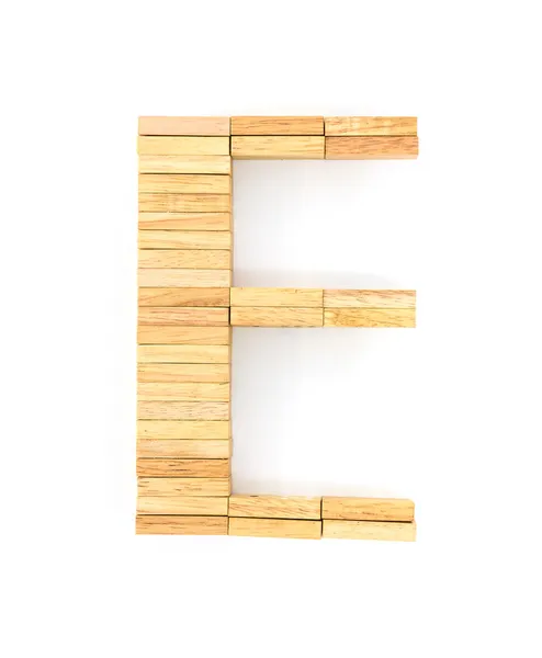 Dřevěné domino abeceda, e — Stock fotografie