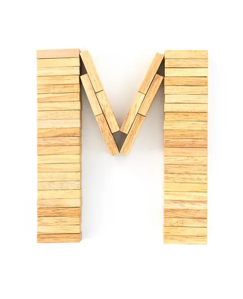 Holz-Domino-Alphabet, m — Stockfoto