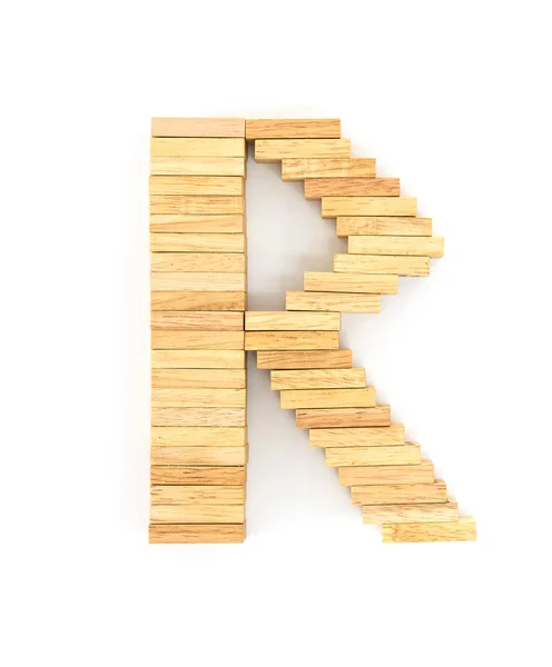 木制多米诺骨牌字母表、 r — 图库照片