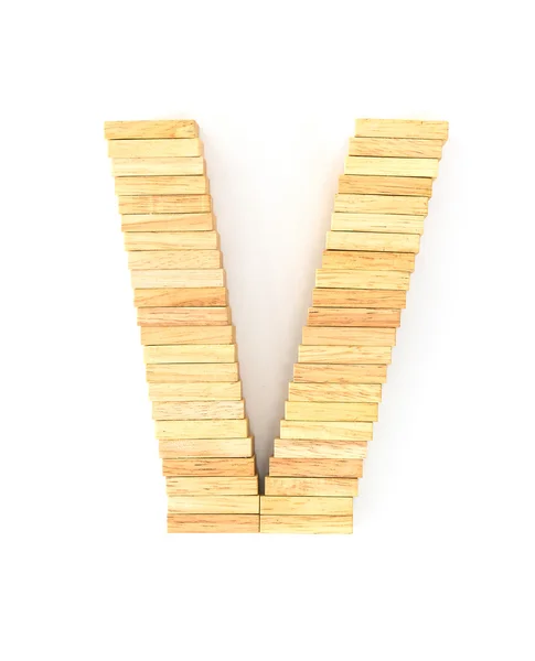 Wooden domino alphabet,V — Stock Photo, Image